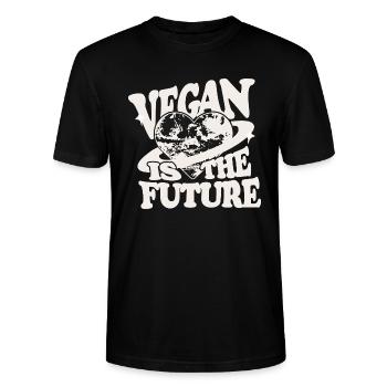 Vegan is the future - Stanley/Stella CRAFTER Unisex Organic T-Shirt - black - Front - Alina (178cm) & Michal (187cm)
