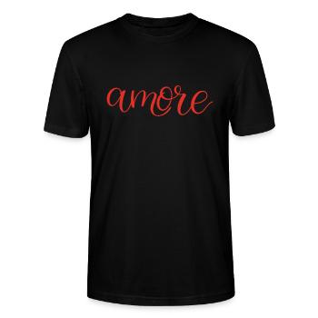 Amore - love - Stanley/Stella CRAFTER Unisex Organic T-Shirt - black - Front - Alina (178cm) & Michal (187cm)