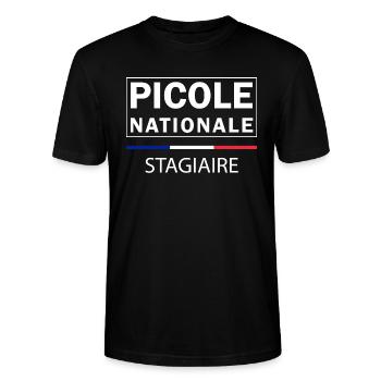 Picole Nationale - Stagiaire - T-shirt bio CRAFTER Stanley Stella Unisexe - noir - Devant - Alina (178cm) & Michal (187cm)