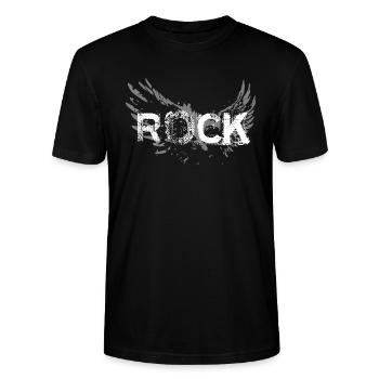 ROCK avec WINGS - T-shirt bio CRAFTER Stanley Stella Unisexe - noir - Devant - Alina (178cm) & Michal (187cm)