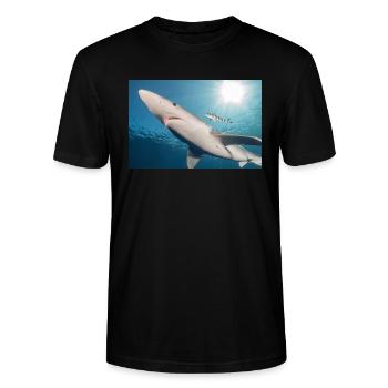 Azores Shark - Stanley/Stella CRAFTER Unisex Organic T-Shirt - black - Front - Alina (178cm) & Michal (187cm)
