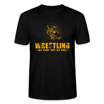 Wrestling Wrestler Ringen Ringer Ring Geschenk - Stanley/Stella Unisex Bio-T-Shirt CRAFTER - Schwarz - Vorne - Alina (178cm) & Michal (187cm)