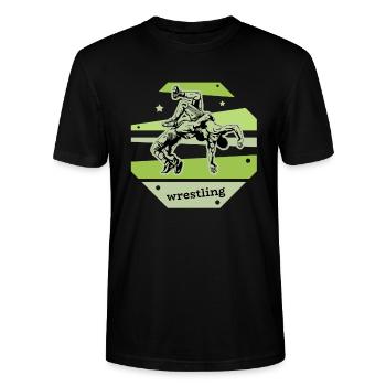 Wrestling Wrestler Ringen Ringer Ring Geschenk - Stanley/Stella Unisex Bio-T-Shirt CRAFTER - Schwarz - Vorne - Alina (178cm) & Michal (187cm)