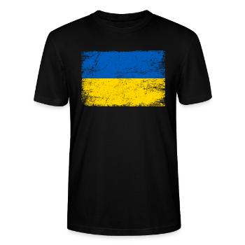 Ukraine Flagge ukrainische Fahne für Patrioten - Stanley/Stella Unisex Bio-T-Shirt CRAFTER - Schwarz - Vorne - Alina (178cm) & Michal (187cm)
