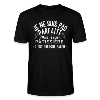 Pastry Gift - Stanley/Stella CRAFTER Unisex Organic T-Shirt - black - Front - Alina (178cm) & Michal (187cm)