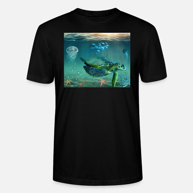 Schildkröte Meer Geschenk Geschenkidee - Stanley/Stella Unisex Bio-T-Shirt CRAFTER - Schwarz