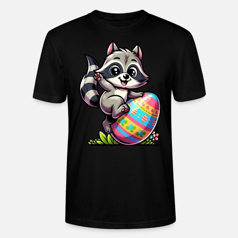 Easter Raccoon Easter Egg - Stanley/Stella CRAFTER Unisex Organic T-Shirt - black