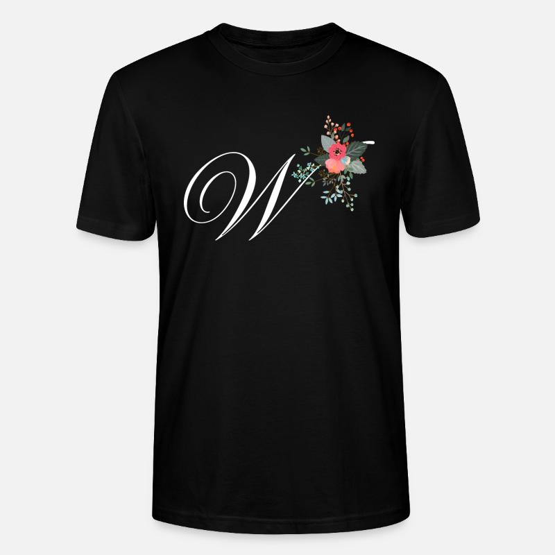Lettre w fleuris - T-shirt bio CRAFTER Stanley Stella Unisexe - noir