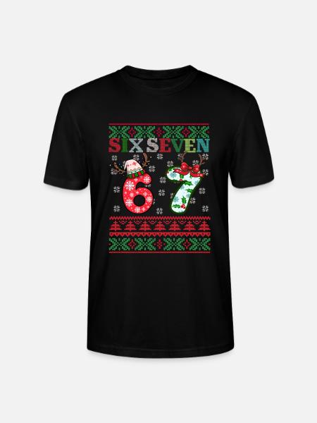 67 Christmas Funny Six Seven Meme - Stanley/Stella CRAFTER Unisex Organic T-Shirt - black