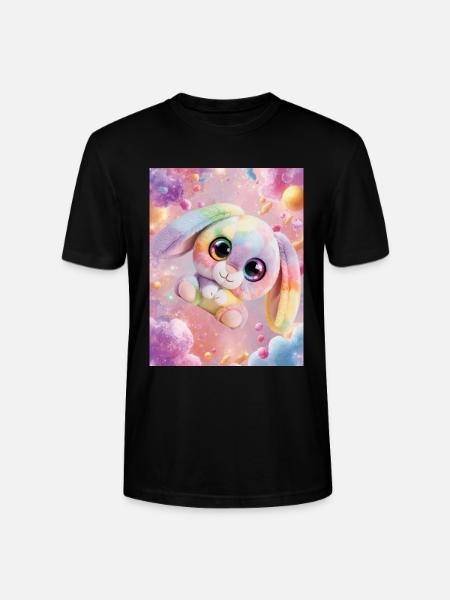 Rainbow cuddly bunny in the magic room - Stanley/Stella CRAFTER Unisex Organic T-Shirt - black
