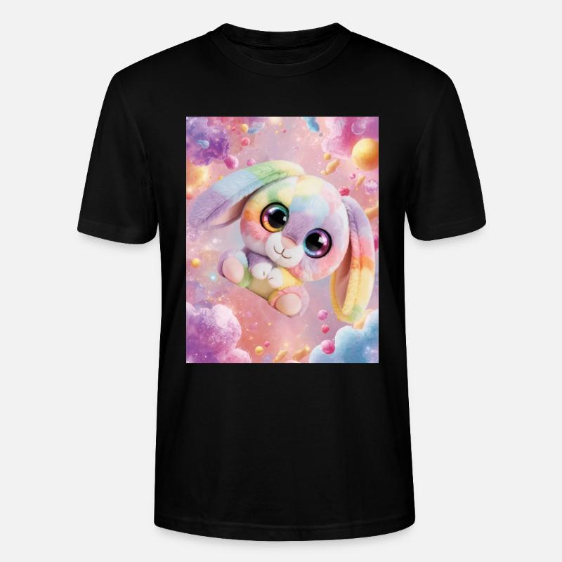 Rainbow cuddly bunny in the magic room - Stanley/Stella CRAFTER Unisex Organic T-Shirt - black