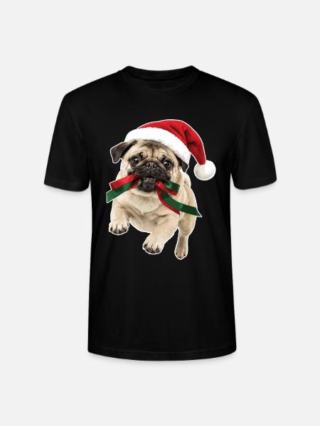 Verspielter Weihnachts Mops - Stanley/Stella Unisex Bio-T-Shirt CRAFTER - Schwarz