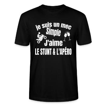 stunt et apéro - T-shirt bio CRAFTER Stanley Stella Unisexe - noir - Devant - Alina (178cm) & Michal (187cm)