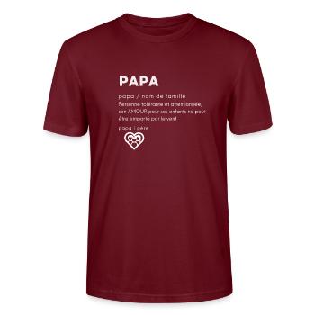 PAPA DESIGN POUR HOMMES T-SHIRT SWEAT ACCESSOIRES - T-shirt bio CRAFTER Stanley Stella Unisexe - bordeaux - Devant - Alina (178cm) & Michal (187cm)