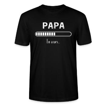 Futur papa - T-shirt bio CRAFTER Stanley Stella Unisexe - noir - Devant - Alina (178cm) & Michal (187cm)