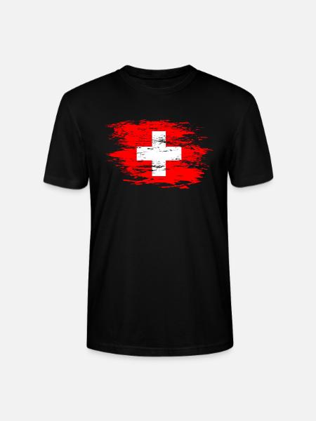 Switzerland flag used - Stanley/Stella CRAFTER Unisex Organic T-Shirt - black