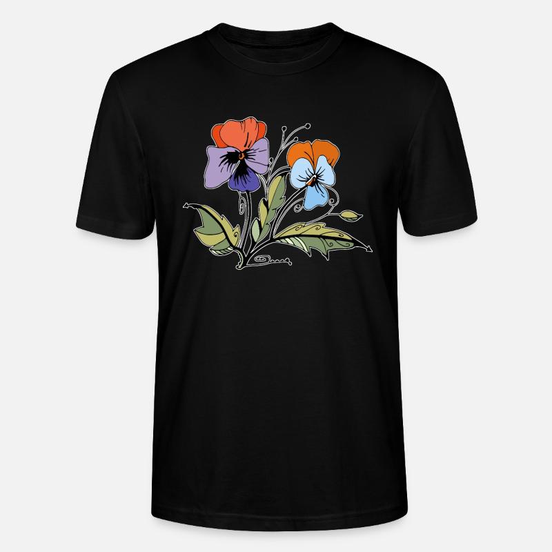 Flowers - Stanley/Stella CRAFTER Unisex Organic T-Shirt - black