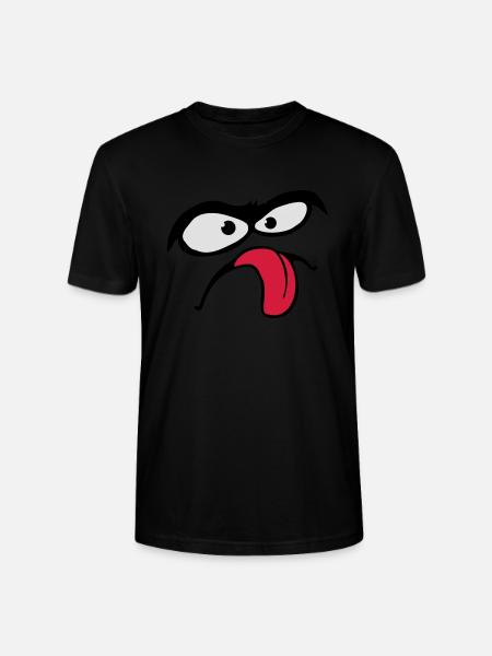 Thick Eyebrows Comic Face Tongue Stick Out - Stanley/Stella CRAFTER Unisex Organic T-Shirt - black