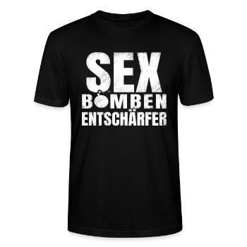 Sexbomben Entschärfer - Spruch - Stanley/Stella Unisex Bio-T-Shirt CRAFTER - Schwarz - Vorne - Alina (178cm) & Michal (187cm)