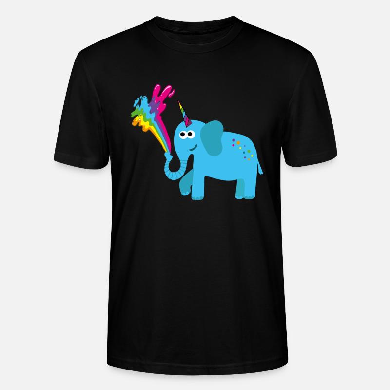 elefant mit einhorn,bunt,elefant,regenbogen,comic - Stanley/Stella Unisex Bio-T-Shirt CRAFTER - Schwarz
