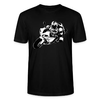 Motorcycle Lifestyle / Motorrad / Motorräder biker - Stanley/Stella Unisex Bio-T-Shirt CRAFTER - Schwarz - Vorne - Alina (178cm) & Michal (187cm)