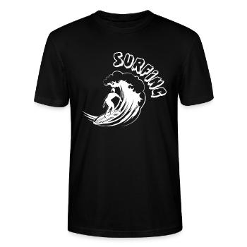 Vague Surf Surf Surf Surf Surfer - T-shirt bio CRAFTER Stanley Stella Unisexe - noir - Devant - Alina (178cm) & Michal (187cm)