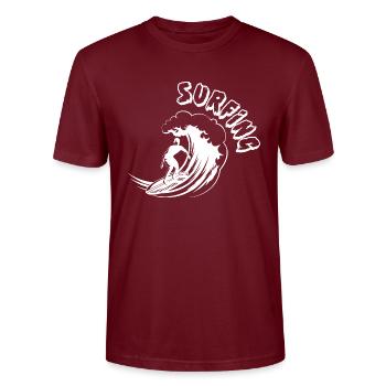 Vague Surf Surf Surf Surf Surfer - T-shirt bio CRAFTER Stanley Stella Unisexe - bordeaux - Devant - Alina (178cm) & Michal (187cm)