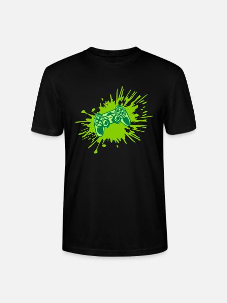 Farbklecks Konsole Retro Controller - Stanley/Stella Unisex Bio-T-Shirt CRAFTER - Schwarz
