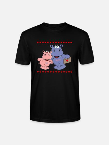 valentistag letter hippo hippo love dear children - Stanley/Stella CRAFTER Unisex Organic T-Shirt - black