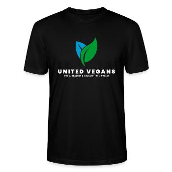 UNITED VEGANS - Marque officielle (blanc) - T-shirt bio CRAFTER Stanley Stella Unisexe - noir - Devant - Alina (178cm) & Michal (187cm)
