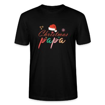 Christmas Papa Weihnachtspapa - Stanley/Stella Unisex Bio-T-Shirt CRAFTER - Schwarz - Vorne - Alina (178cm) & Michal (187cm)