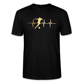 Herzschlag Fußball - Stanley/Stella Unisex Bio-T-Shirt CRAFTER - Schwarz - Vorne - Alina (178cm) & Michal (187cm)