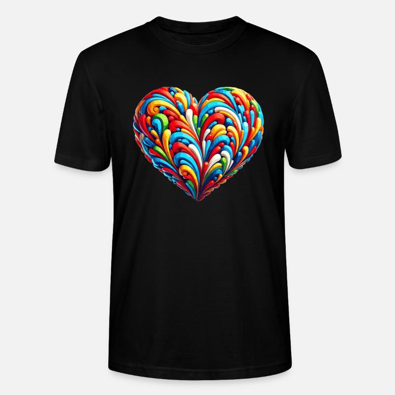 Buntes Regenbogen Herz - Stanley/Stella Unisex Bio-T-Shirt CRAFTER - Schwarz
