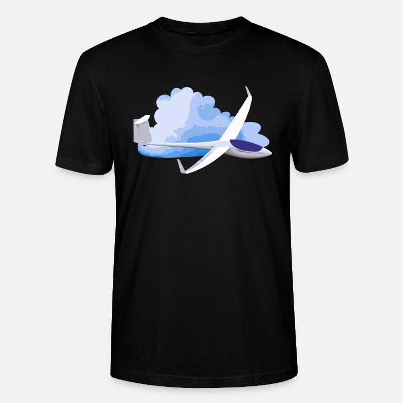 Segelflugzeug mit Wolke Geschenkidee - Stanley/Stella Unisex Bio-T-Shirt CRAFTER - Schwarz