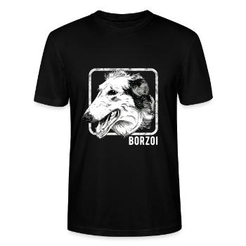 Chiens - Borzoi - T-shirt bio CRAFTER Stanley Stella Unisexe - noir - Devant - Alina (178cm) & Michal (187cm)