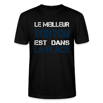 Tonton dans la place - T-shirt bio CRAFTER Stanley Stella Unisexe - noir - Devant - Alina (178cm) & Michal (187cm)