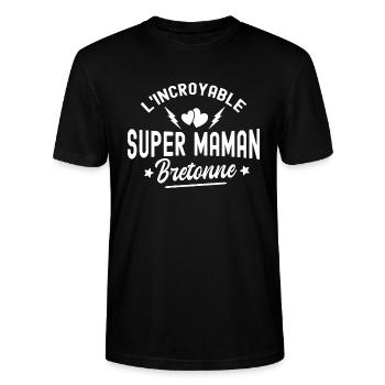 super maman bretonne / maman et bretonne - T-shirt bio CRAFTER Stanley Stella Unisexe - noir - Devant - Alina (178cm) & Michal (187cm)