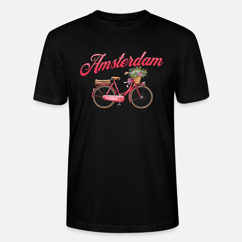 Amsterdam Fleur Vélo Souvenir Hollandais - T-shirt bio CRAFTER Stanley Stella Unisexe - noir
