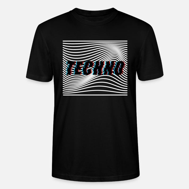 Techno Vagues Trippy Psychédélique - T-shirt bio CRAFTER Stanley Stella Unisexe - noir