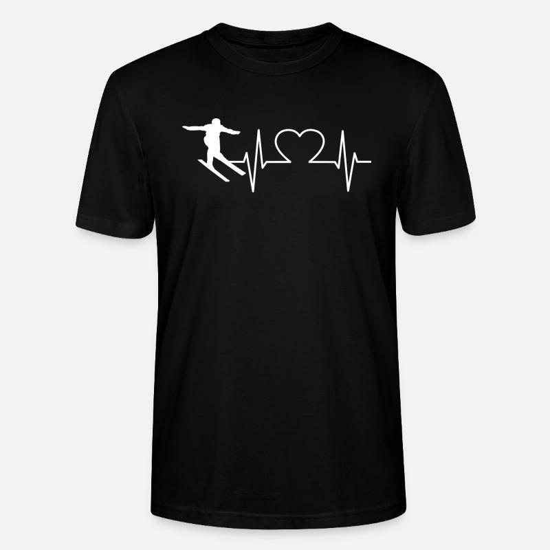 Heartbeat Pulse Ski Skiing - T-shirt bio CRAFTER Stanley Stella Unisexe - noir