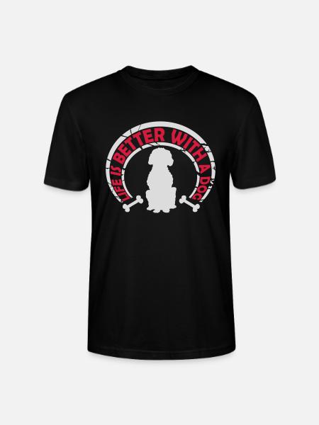 better with a dog - Stanley/Stella CRAFTER Unisex Organic T-Shirt - black