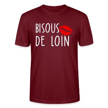 Bisous de loin - T-shirt bio CRAFTER Stanley Stella Unisexe - bordeaux - Devant - Alina (178cm) & Michal (187cm)