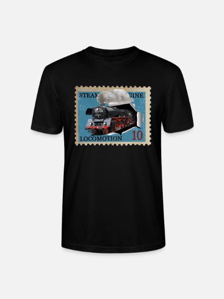 Briefmarke Dampflokomotive - Stanley/Stella Unisex Bio-T-Shirt CRAFTER - Schwarz