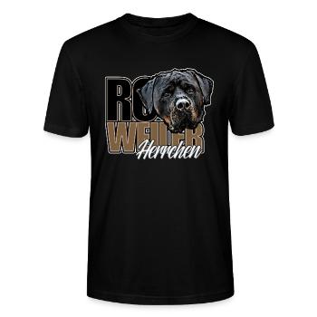 Rottie Herrchen - Stanley/Stella Unisex Bio-T-Shirt CRAFTER - Schwarz - Vorne - Alina (178cm) & Michal (187cm)