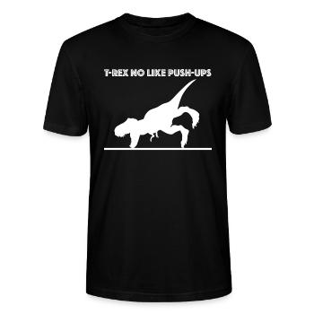 T-Rex mag keine Liegestütze | Fitness, Dinosaurier - Stanley/Stella Unisex Bio-T-Shirt CRAFTER - Schwarz - Vorne - Alina (178cm) & Michal (187cm)
