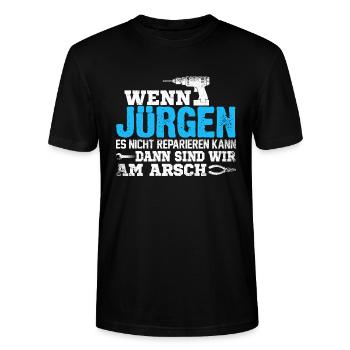 JURGEN - kann es reparieren - Stanley/Stella Unisex Bio-T-Shirt CRAFTER - Schwarz - Vorne - Alina (178cm) & Michal (187cm)