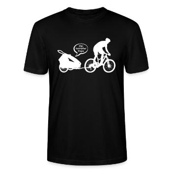 MTB Papa mit Fahrradanhänger Vatertag - Stanley/Stella Unisex Bio-T-Shirt CRAFTER - Schwarz - Vorne - Alina (178cm) & Michal (187cm)