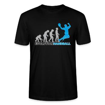 Handball, Handballer, Evolution - Stanley/Stella Unisex Bio-T-Shirt CRAFTER - Schwarz - Vorne - Alina (178cm) & Michal (187cm)