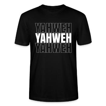 YAHWEH - Christliche Kleidung - Stanley/Stella Unisex Bio-T-Shirt CRAFTER - Schwarz - Vorne - Alina (178cm) & Michal (187cm)