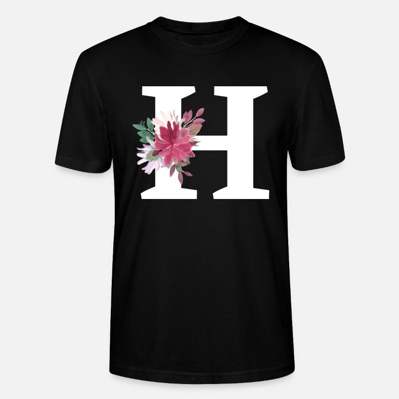 Buchstabe h blumig - Stanley/Stella Unisex Bio-T-Shirt CRAFTER - Schwarz